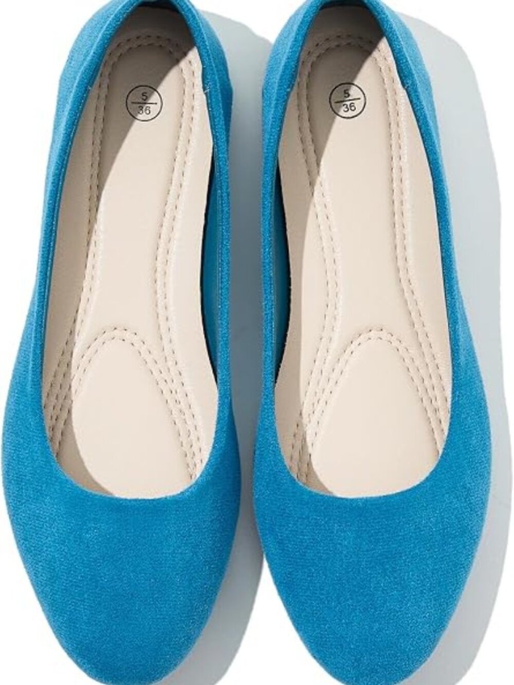 Women's Blue Grotto Round Toe Ballet Flats Slip On Dressy Casual Low Heel Shoes